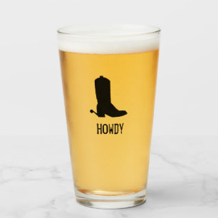 Cowboy Boot Silhouette HOWDY Spurs Black Fun Glass