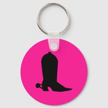 Cowboy Boot Silhouette Keychain by pinkgifts4you at Zazzle