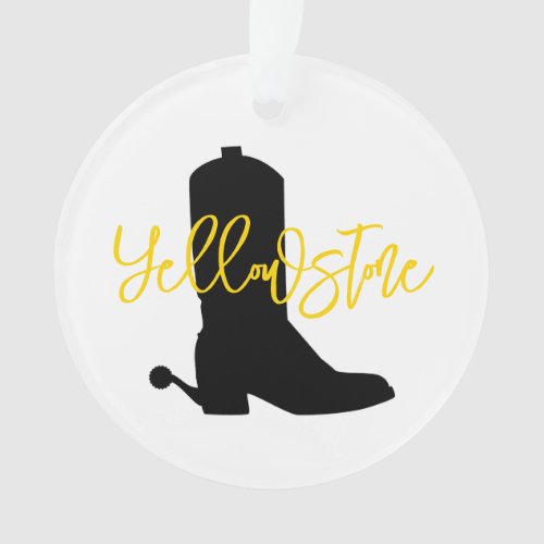 Cowboy Boot Silhouette NAME Yellow bandana Western Ornament