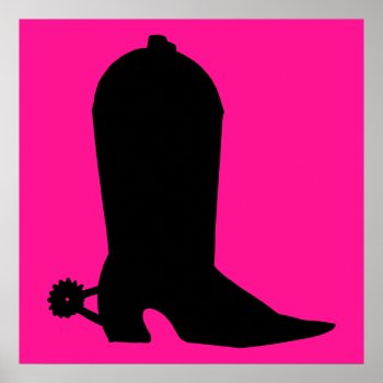 Cowboy Boot Silhouette Poster by pinkgifts4you at Zazzle