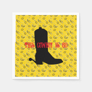 Cowboy Boot Spurs Silhouette Bandana 60th Birthday Napkins