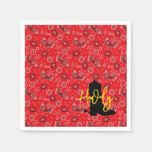 Cowboy Boot Spurs Silhouette HOWDY red bandana Napkins