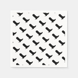 Cowboy Boot Spurs Silhouette Pattern black white Napkins