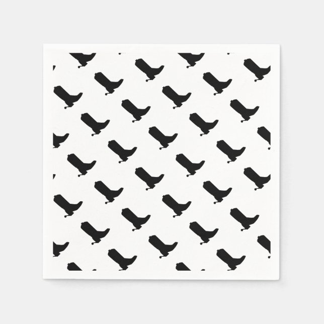 Cowboy Boot Spurs Silhouette Pattern black white  Napkins (Front)