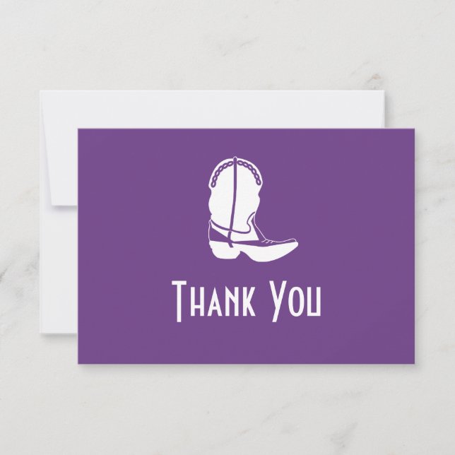 Cowboy Boot Thank You Note Cards (Dark Purple) (Front)
