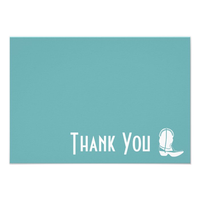 Cowboy Boot Thank You Note Cards (Sea Foam Green) Custom Announcements
