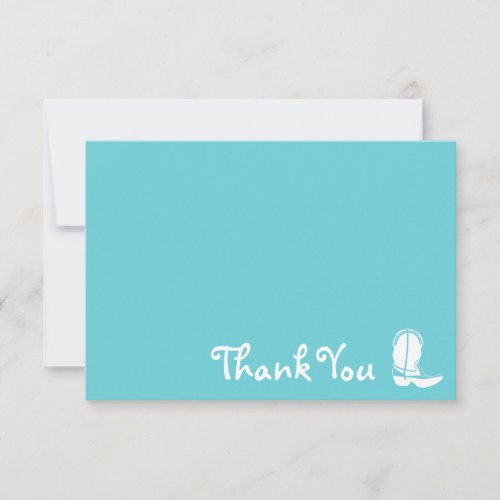 Cowboy Boot Thank You Note Cards (Teal)