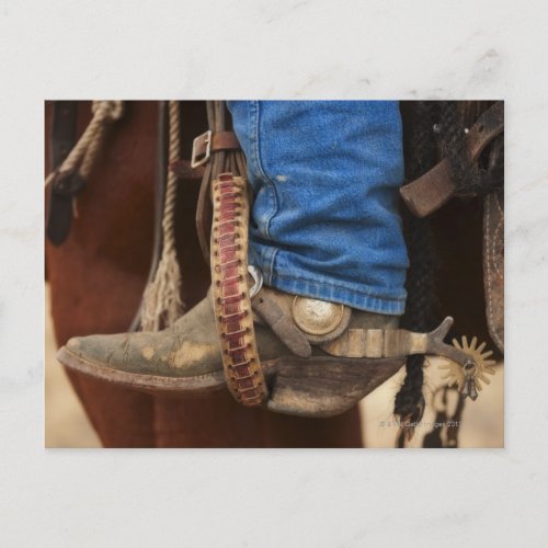 Cowboy boot with spur postcard