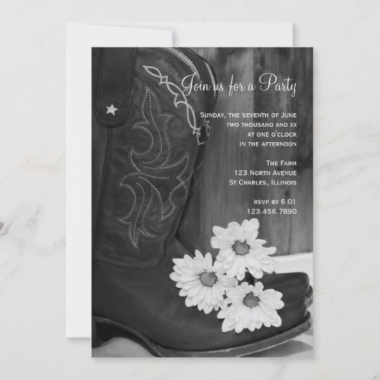 Cowboy Boots and Daisies Country and Western Party Invitation | Zazzle.com