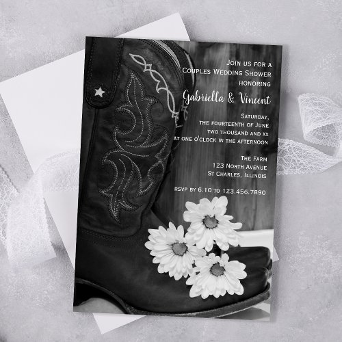 Cowboy Boots and Daisies Couples Wedding Shower Invitation