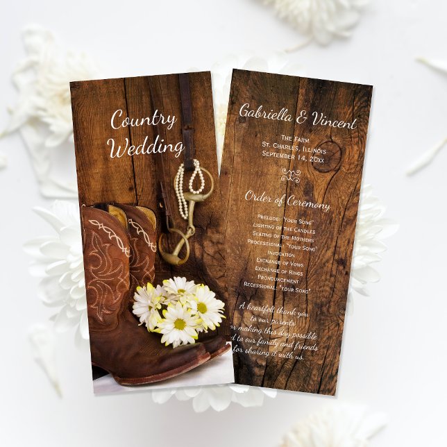 Cowboy Boots and Daisies Western Wedding Program (Creator Uploaded)