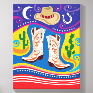 Cowboy Boots and Desert Stars Canvas Photo Tile