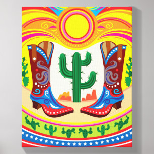 Cowboy Boots and Desert Sun Canvas Photo Tile