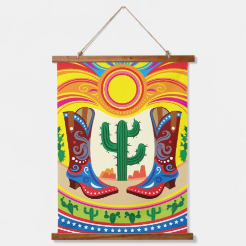 Cowboy Boots and Desert Sun Hanging Tapestry