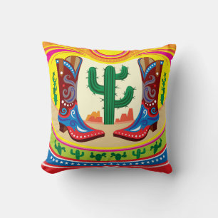 Cowboy Boots and Desert Sun Throw Pillow