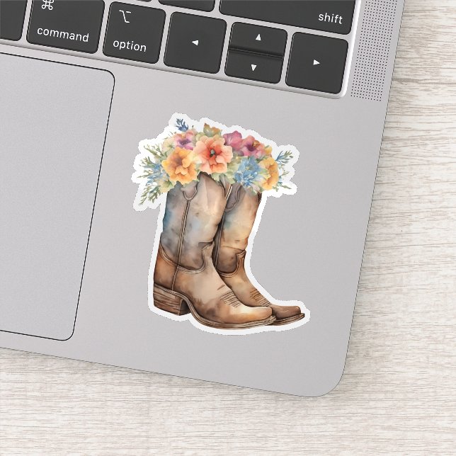 Cowboy Boots and Flowers  Sticker (Detail)