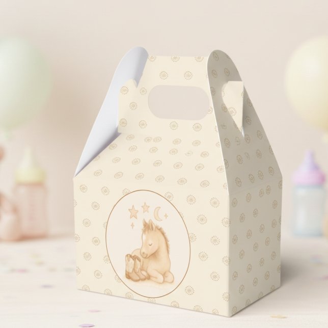 Cowboy Boots and Foal Baby Shower Favor Box (Sweet foal and baby cowboy boots baby shower favor box)