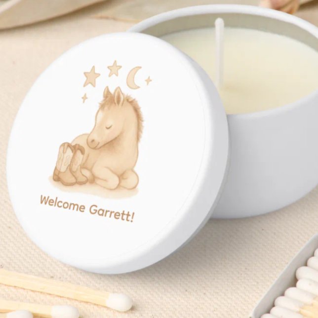 Cowboy Boots and Foal Baby Shower Mini Candle Favors (Sweet western theme baby shower candle favor)