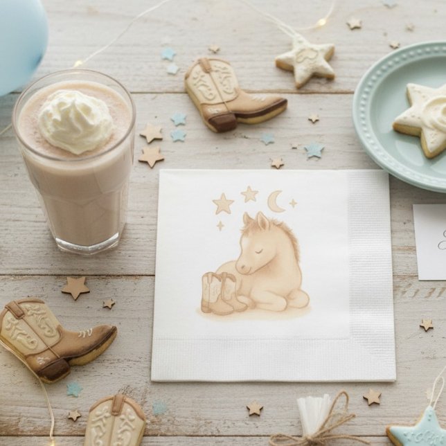 Cowboy Boots and Foal Baby Shower Napkins (cowboy baby boots and foal baby shower napkin)