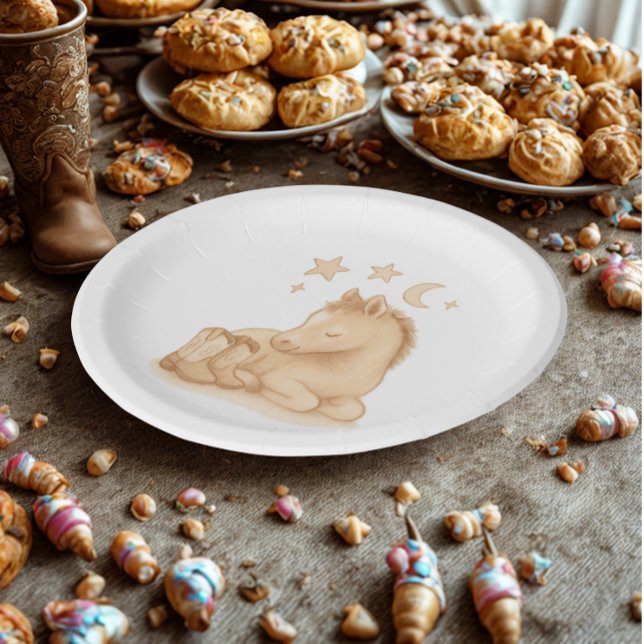 Cowboy Boots and Foal Baby Shower Paper Plates (Cowboy baby boots and foal baby shower paper plate)