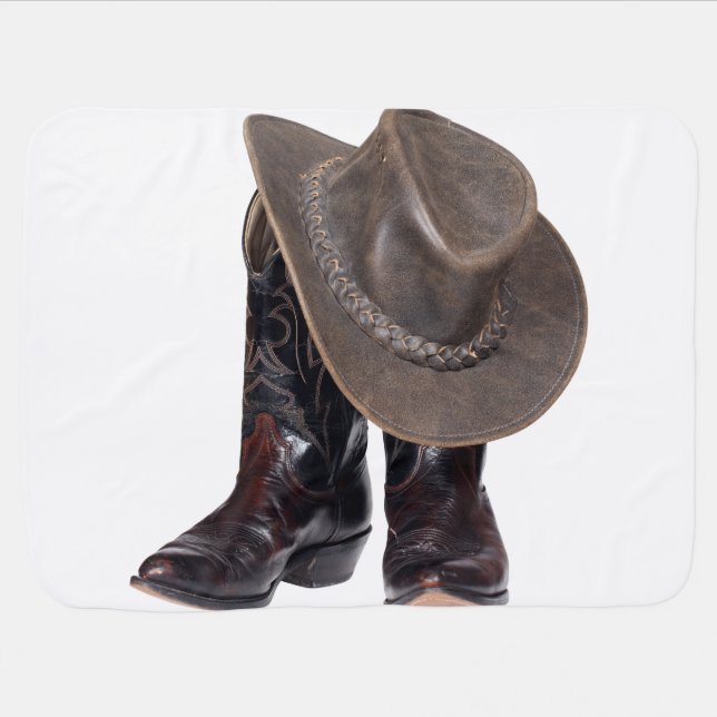 Cowboy Boots and Hat Baby Blanket (Horizontal)