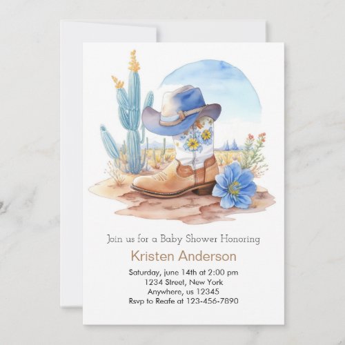  Cowboy Boots and Hat Baby Shower Invitation