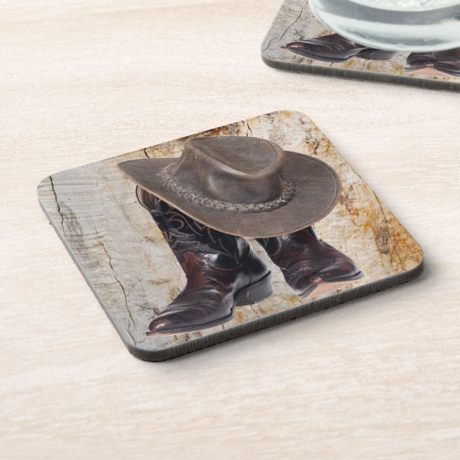 Cowboy Boots and Hat Beverage Coaster (Left Side)