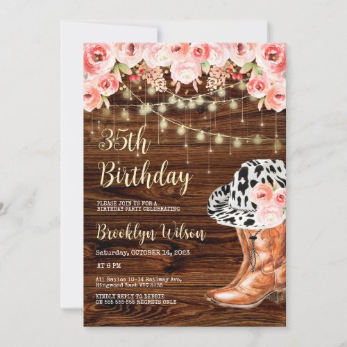  Cowboy Boots and Hat Birthday Party Invitation