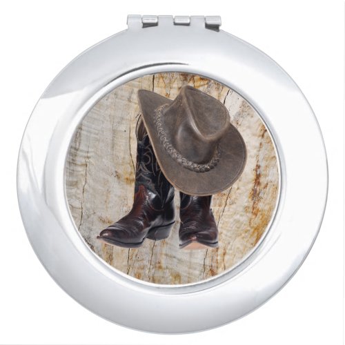 Cowboy Boots and Hat Compact Mirror