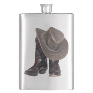 Cowboy Boots and Hat Flask