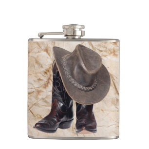 Cowboy Boots and Hat Flask