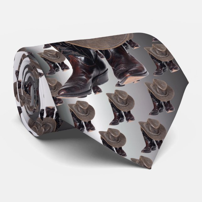 Cowboy Boots and Hat Neck Tie (Rolled)