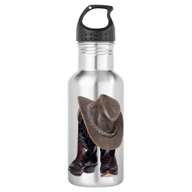 Cowboy Boots and Hat Stainless Steel Water Bottle (Front)