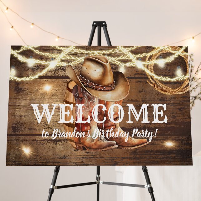 Cowboy Boots and Hat Welcome Foam Board (In Situ (Stand))