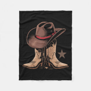 Cowboy Boots And Hat Western Rodeo Star Vintage Gr Fleece Blanket