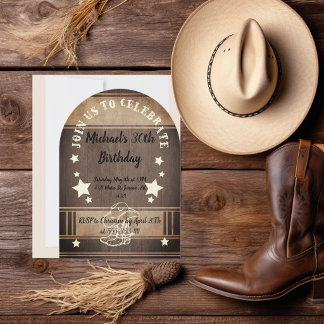 Cowboy boots and hat with stars birthday card