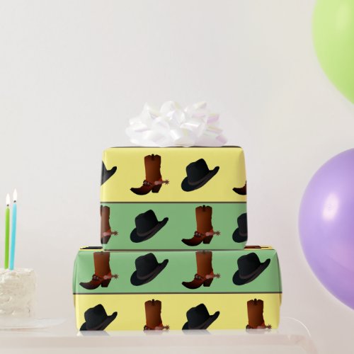 Cowboy Boots and Hats Western Style Wrapping Paper