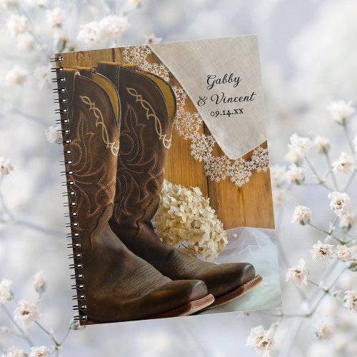 Cowboy Boots and Lace Country Barn Wedding Notebook