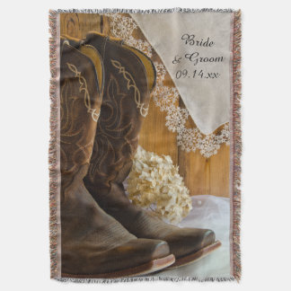 Cowboy Boots and Lace Country Wedding Throw