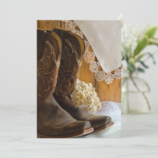 Cowboy Boots and Lace Country Western Wedding Invitation | Zazzle