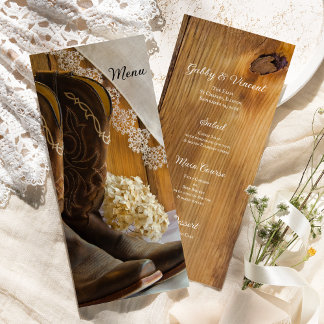 Cowboy Boots and Lace Country Western Wedding Menu