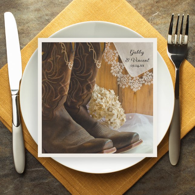 Cowboy Boots and Lace Country Western Wedding Napkins (Creator Uploaded)