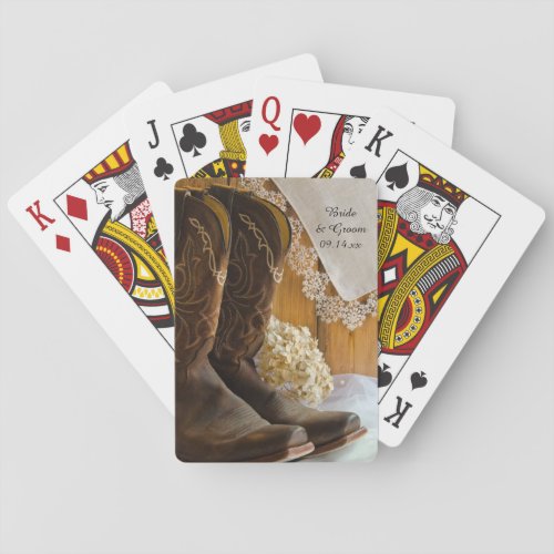 Cowboy Boots and Lace Country Western Wedding Poker Cards