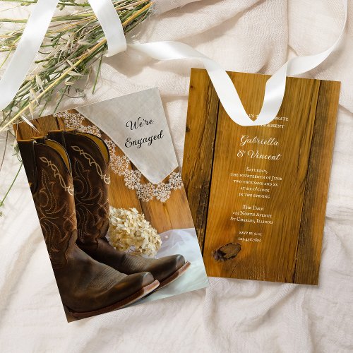 Cowboy Boots and Lace Western Engagement Party Invitation