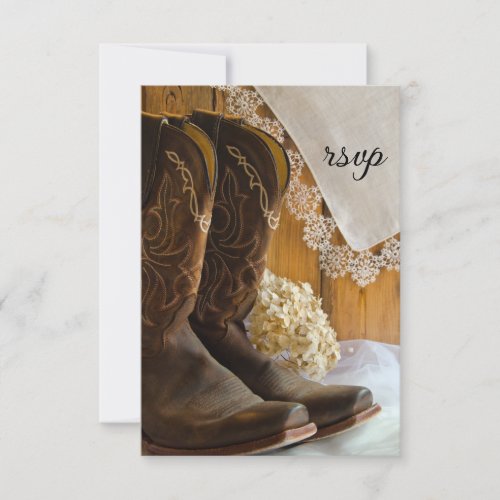 Cowboy Boots and Lace Western Wedding RSVP Card