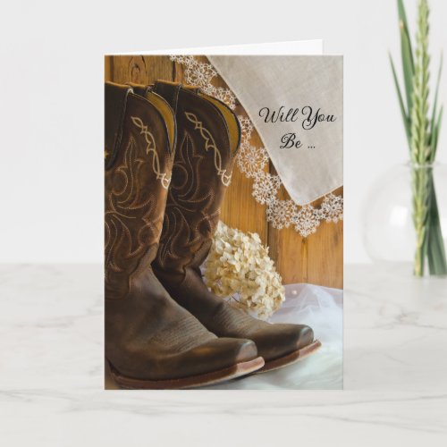 Cowboy Boots and Lace Will You Be My Bridesmaid Invitation