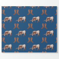 Western Cowboy Hats and Roping Pattern Premium Roll Gift Wrap Wrapping  Paper 