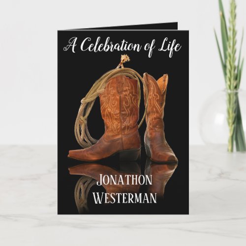 Cowboy Boots and Rope Celebration of Life Card