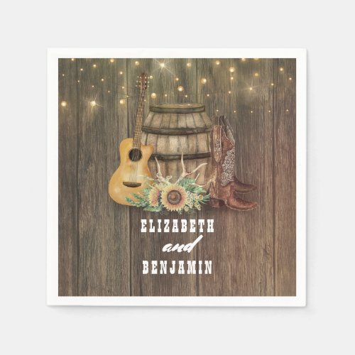 Cowboy Boots and Sunflowers Wine Barrel Napkins