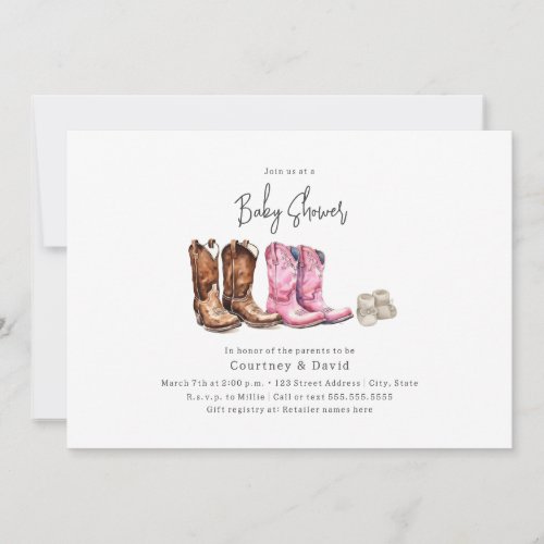 Cowboy Boots Baby Shower Invitation